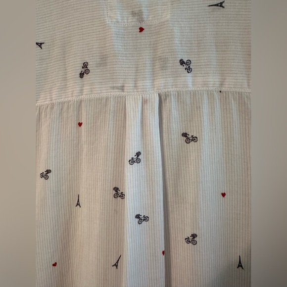 RAILS XS Taylor Little Paris Motif White Pinstripe Eiffel Tower Bicycle Whimsy - Picture 13 of 14